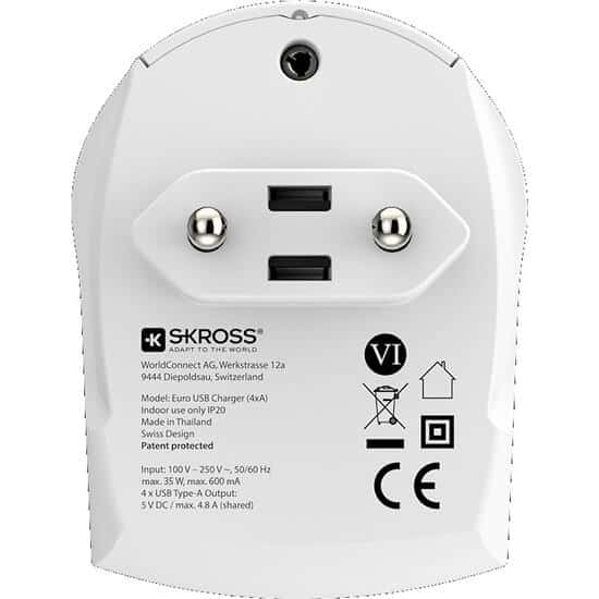 Adaptador de carga SKROSS Euro USB, 4800mA, 4x salidas USB