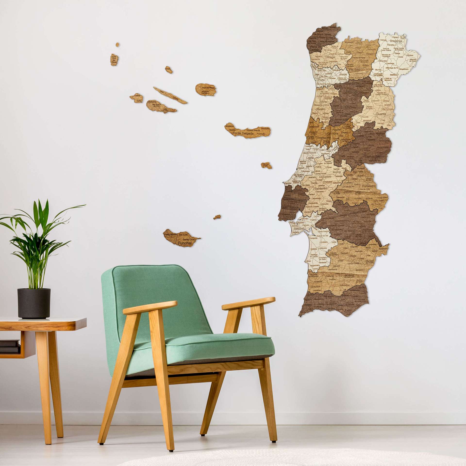 Mapa de madera de Portugal