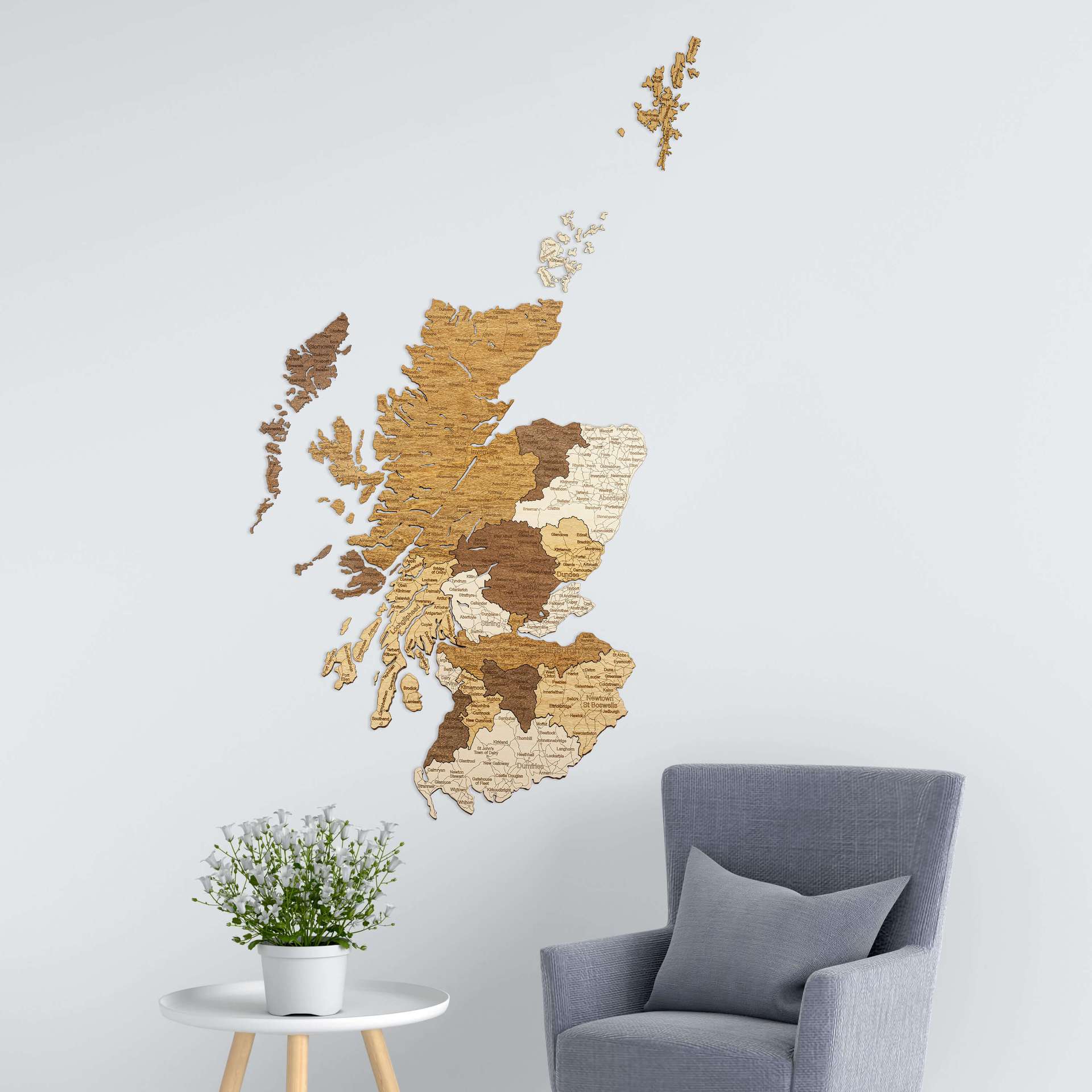 Mapa de madera de Escocia