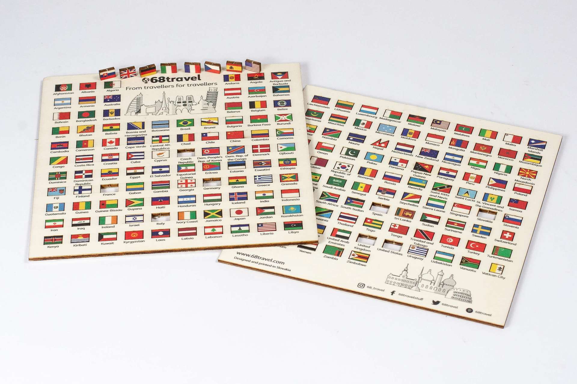 Banderas del mundo de madera