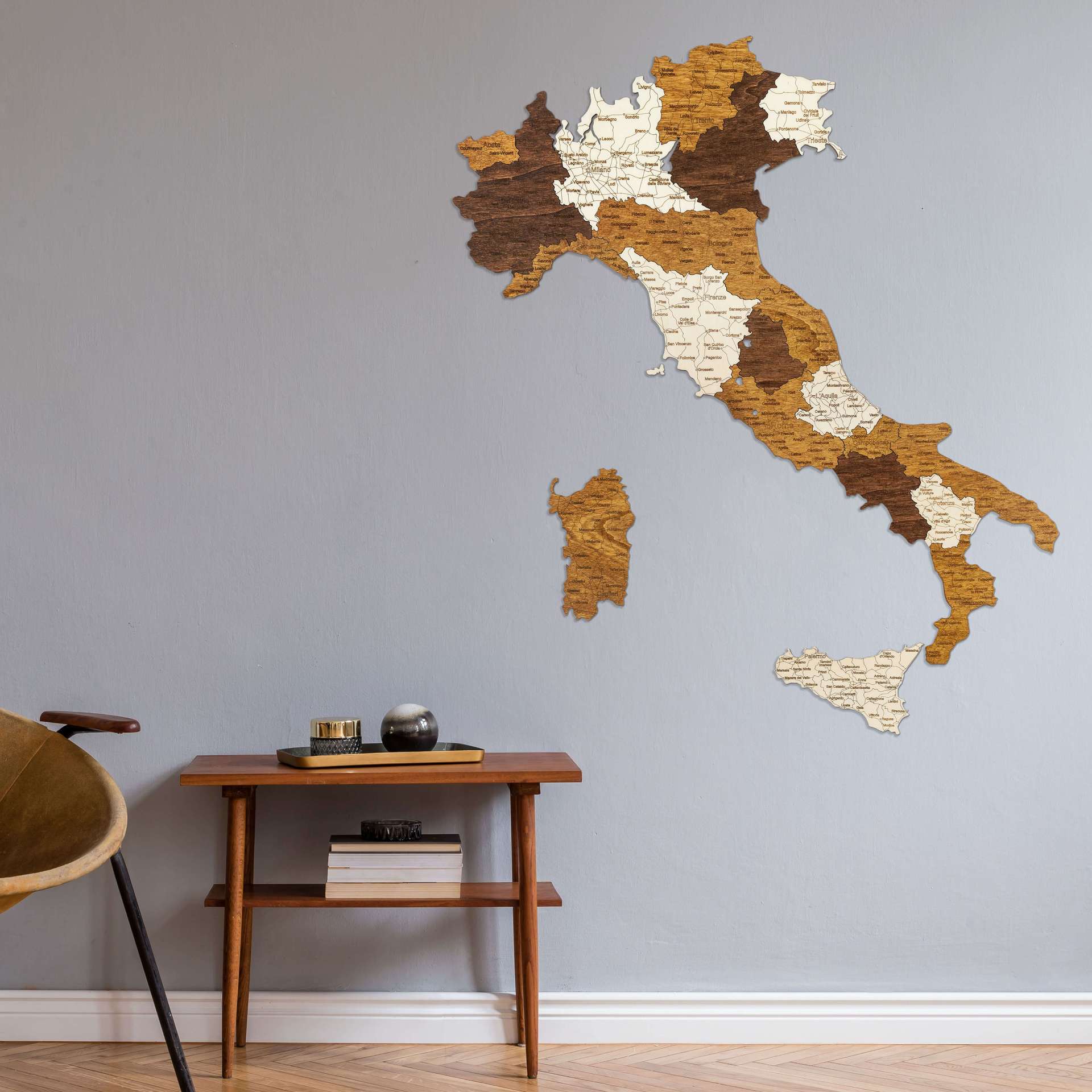 Mapa de madera de Italia