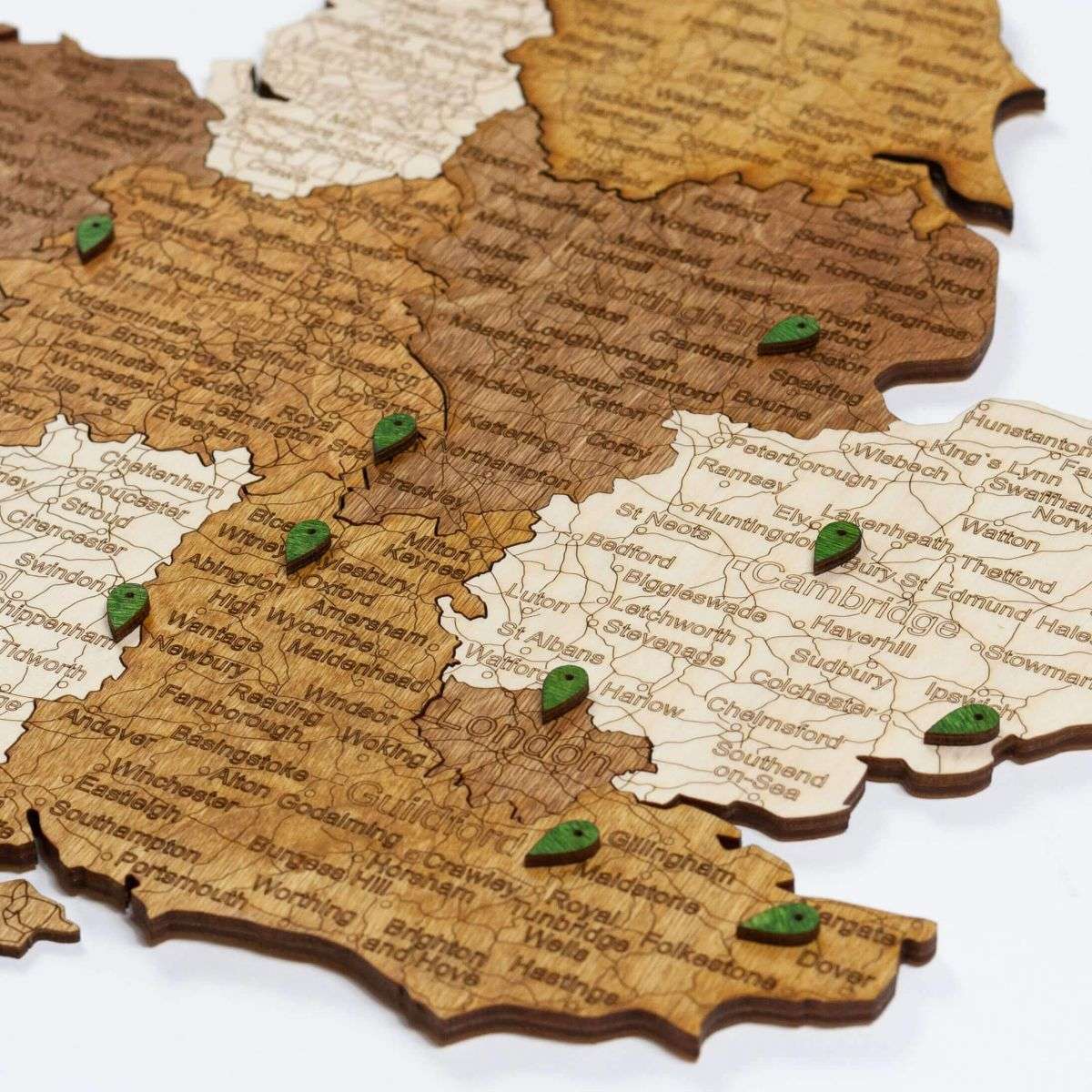 Mapa de madera del Reino Unido (Islas británicas e Irlanda)