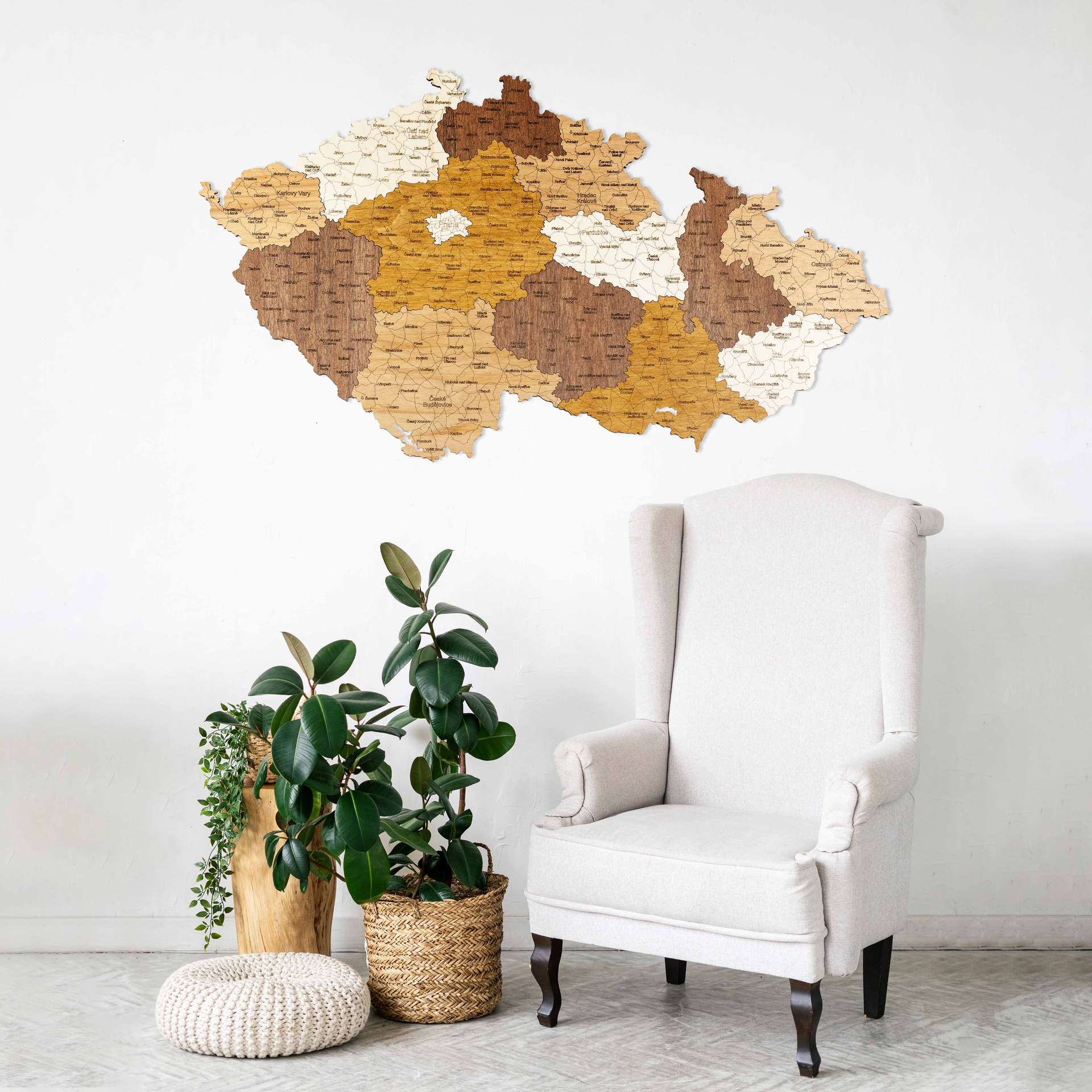Mapa de madera de la República Checa