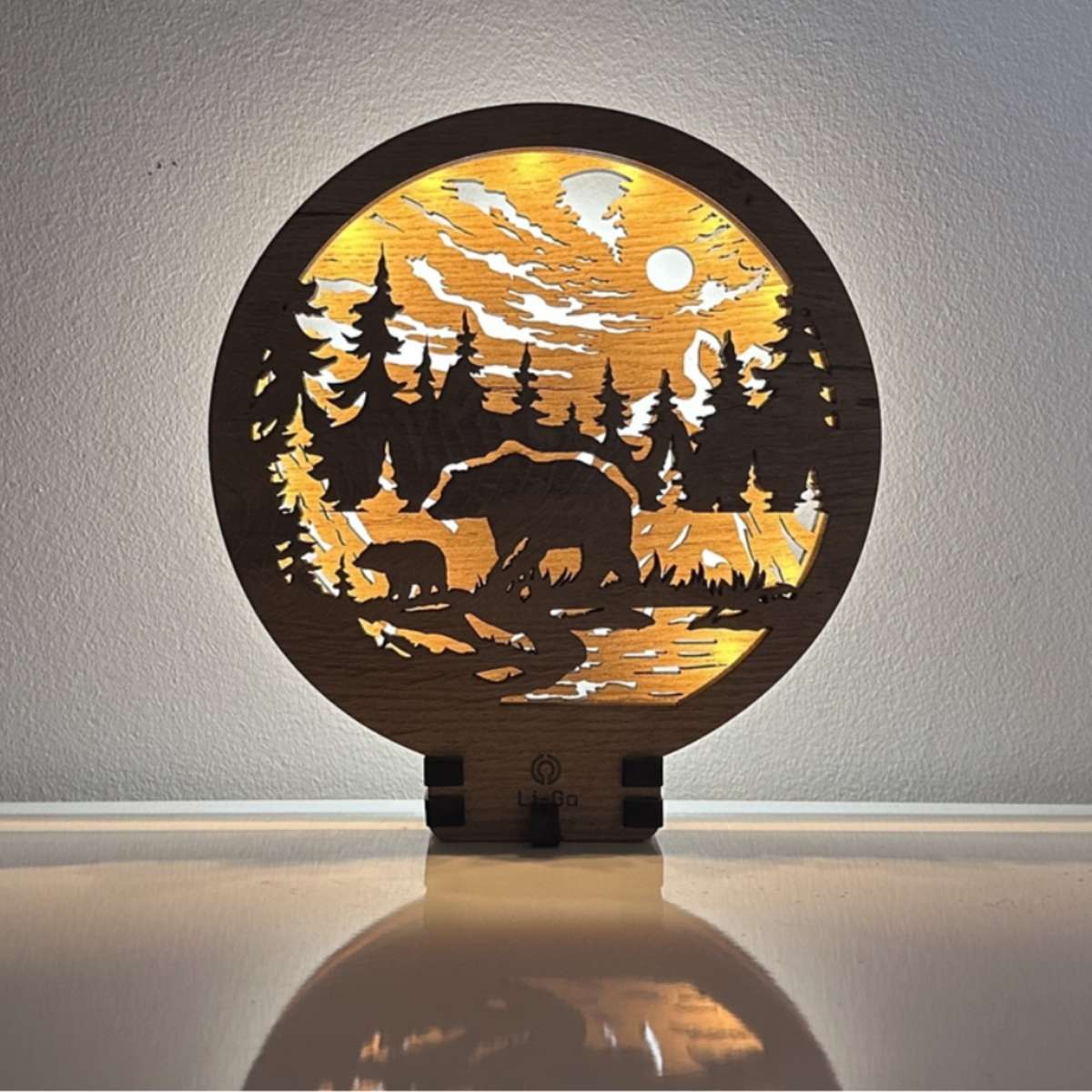 Lámpara LED de madera «Osos» 20×22 cm