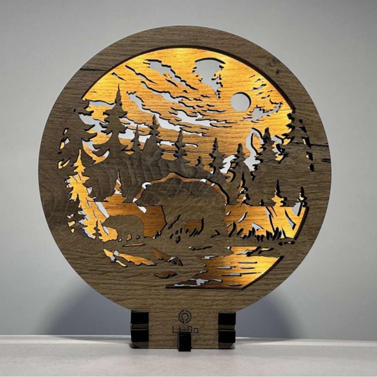 Lámpara LED de madera «Osos» 20×22 cm