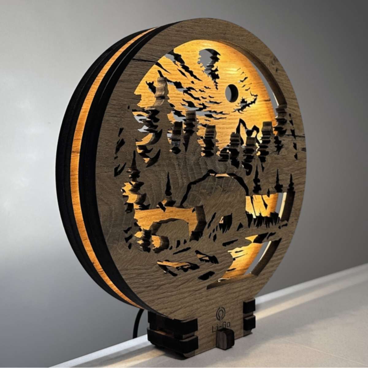 Lámpara LED de madera «Osos» 20×22 cm