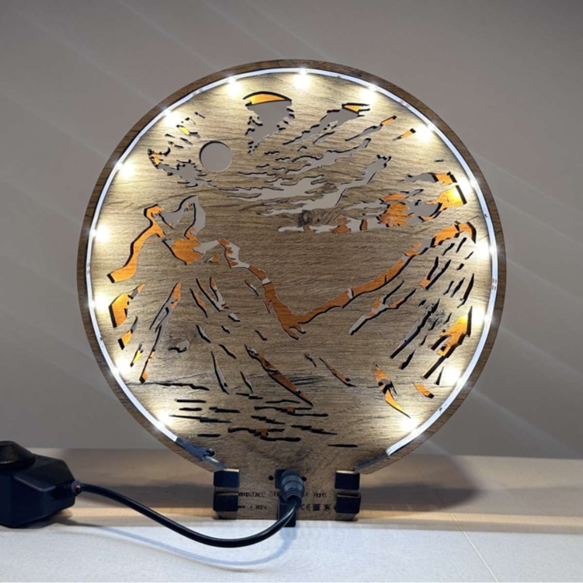 Lámpara LED de madera «Osos» 20×22 cm