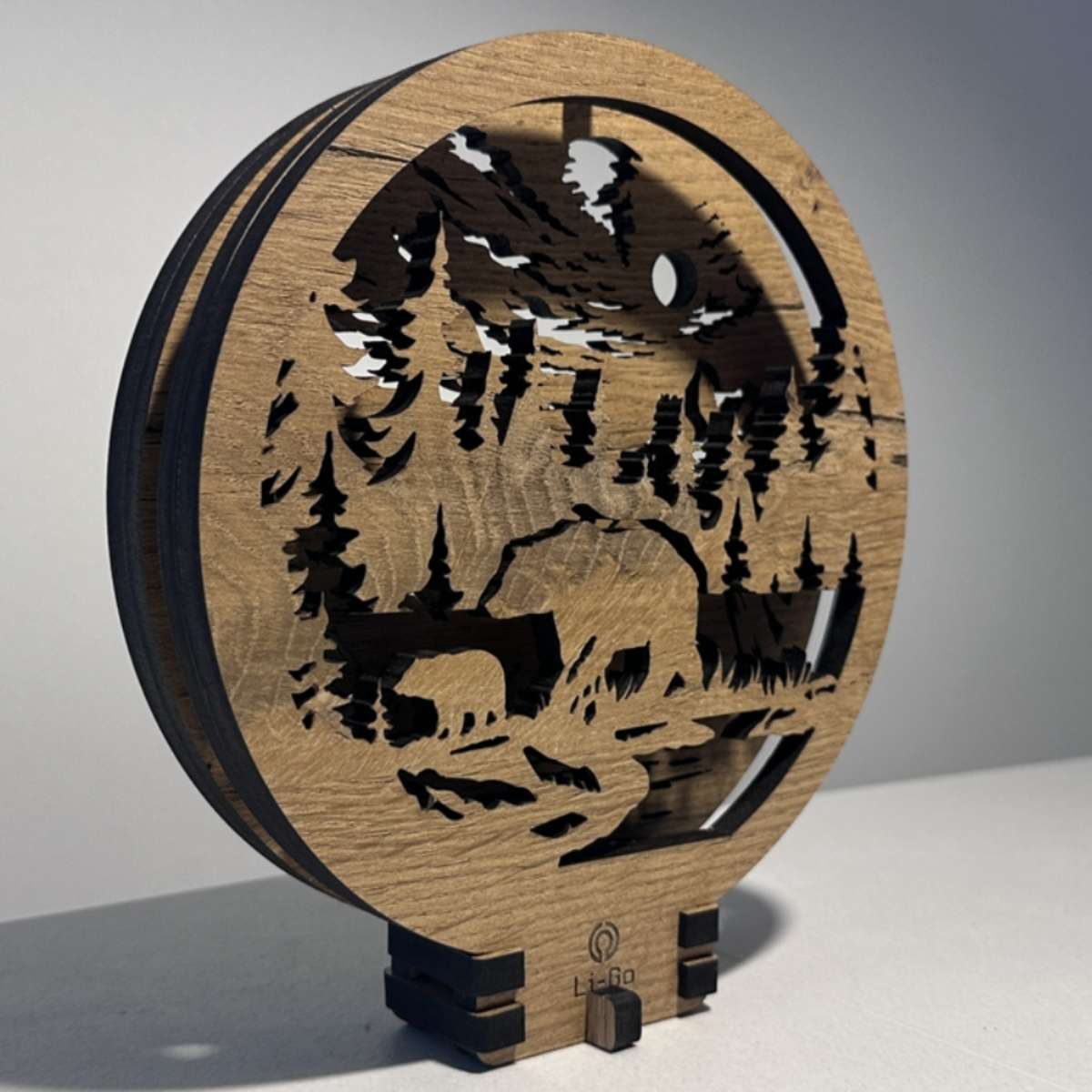 Lámpara LED de madera «Osos» 20×22 cm