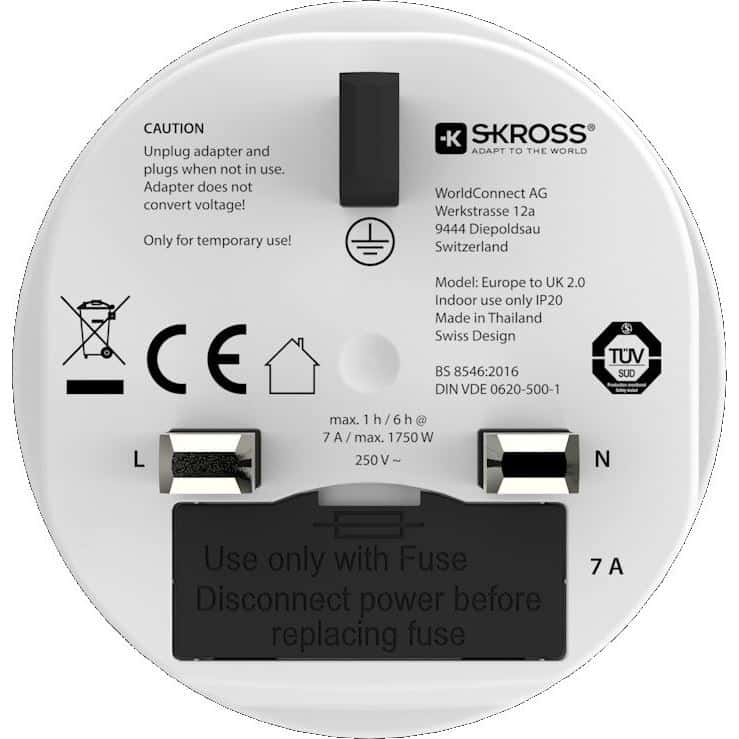 SKROSS utazóadapter Európából az Egyesült Királyságba (UK)