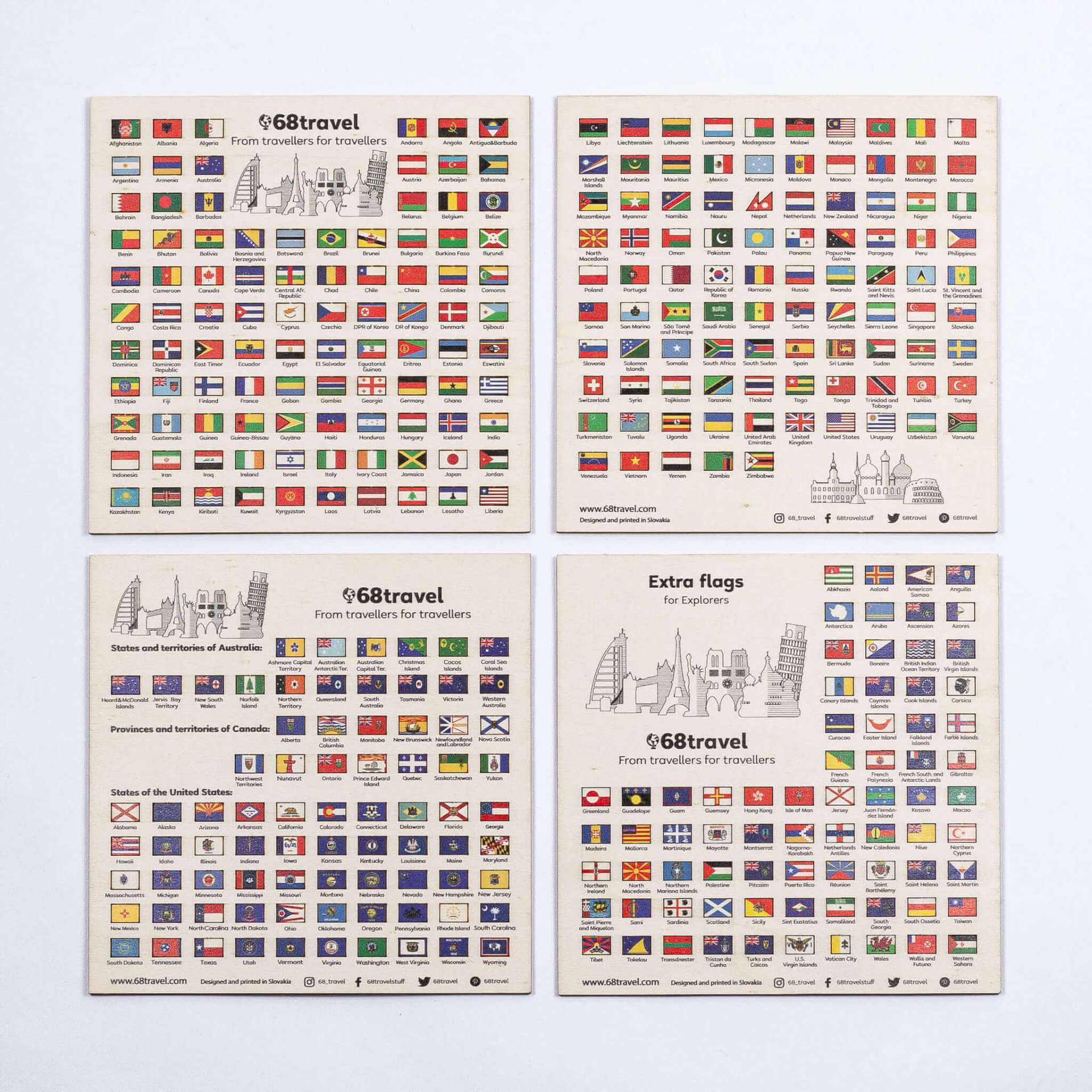 Banderas de madera de países del Mundo para mapas a todo color