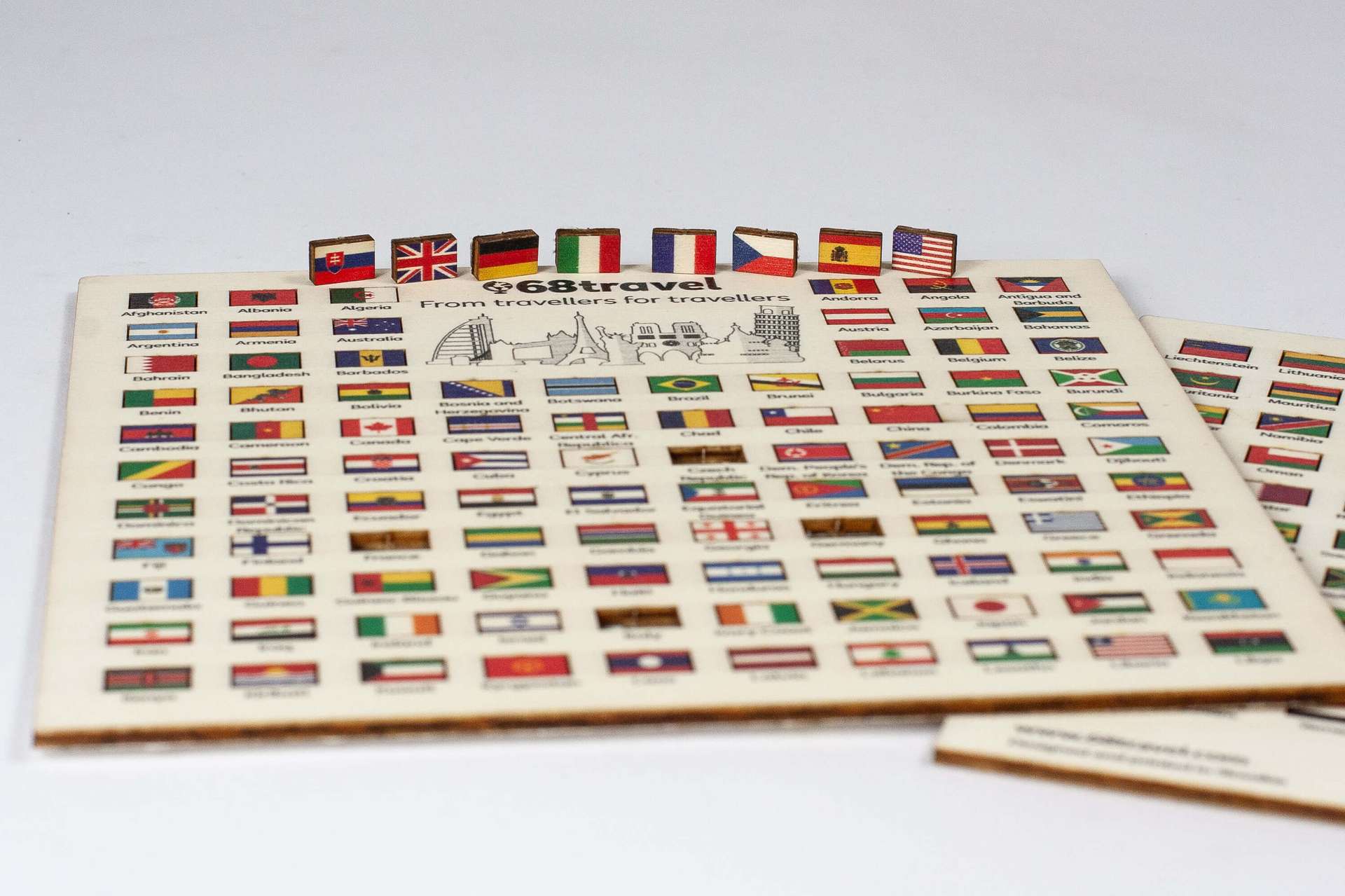 Banderas de madera de países del Mundo para mapas a todo color