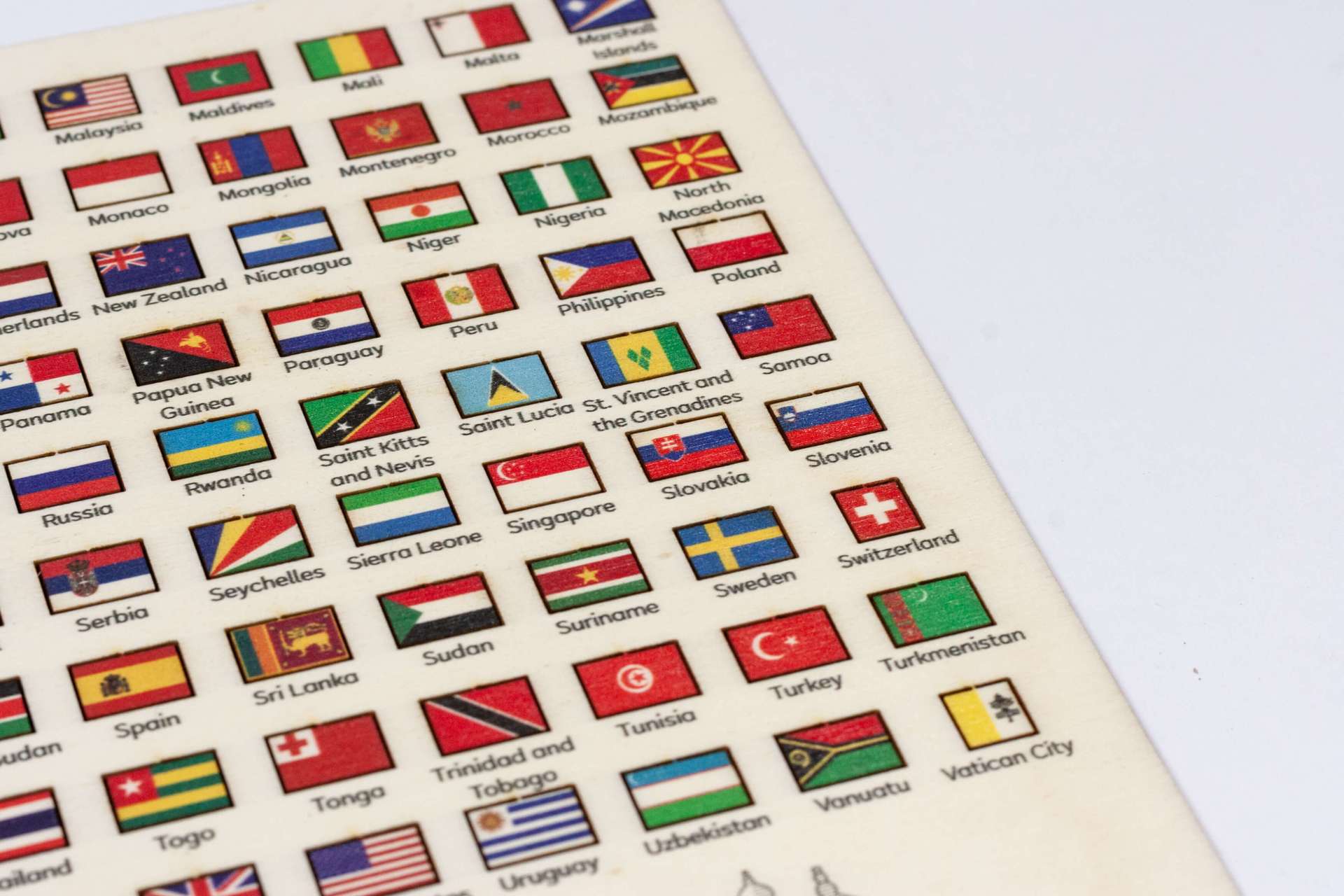 Banderas de madera de países del Mundo para mapas a todo color