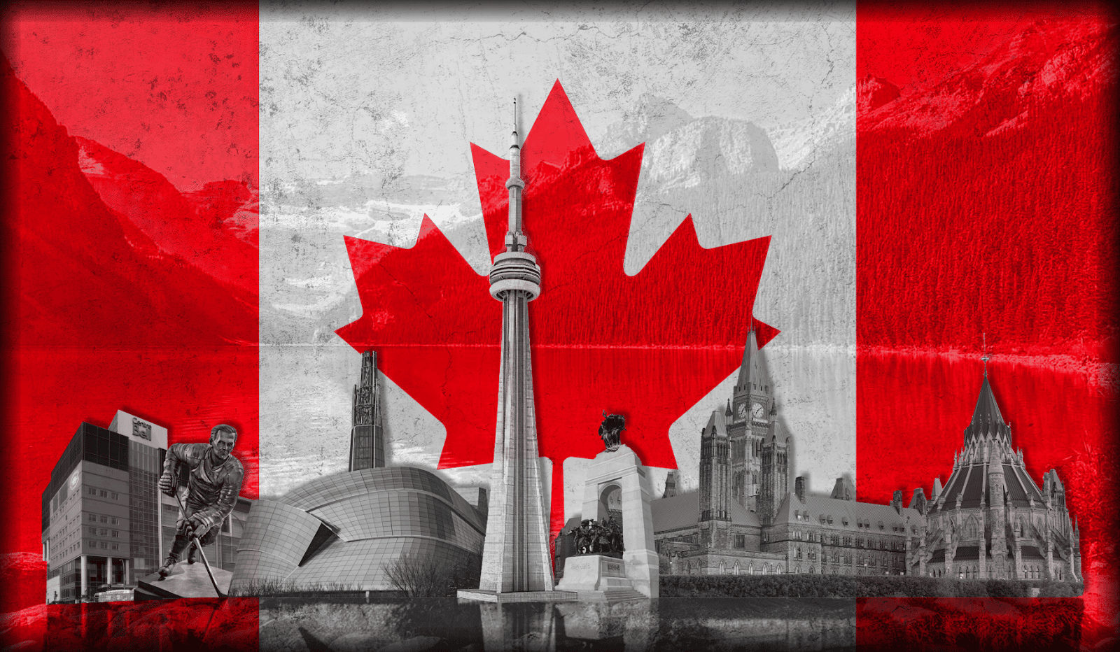 Canada wall art with backlight - flag and monuments