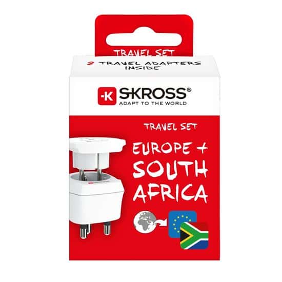 SKROSS Sudáfrica y Europa, combo adaptador de viaje tipo M