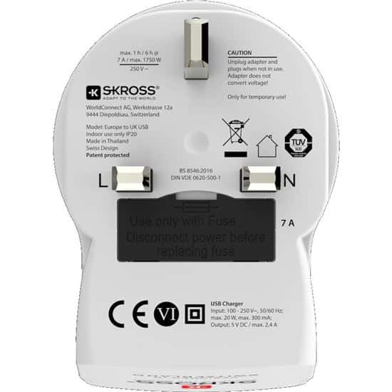 SKROSS UK USB Reino Unido, adaptador de viaje tipo G