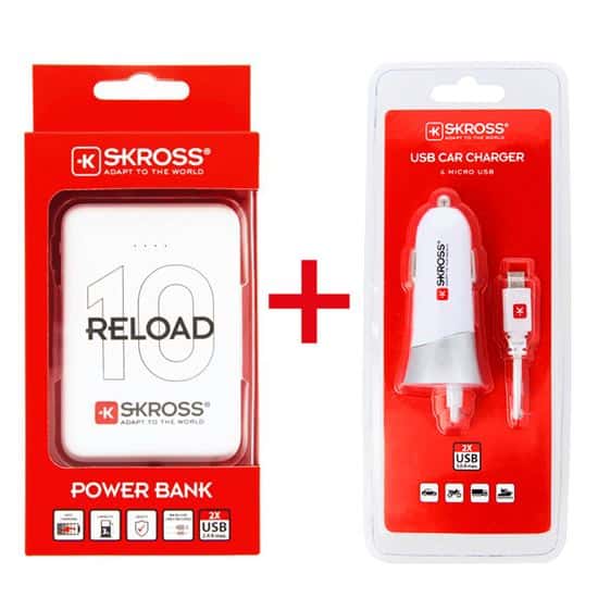 SKROSS Reload 10 + Cargador USB para coche Powerbank
