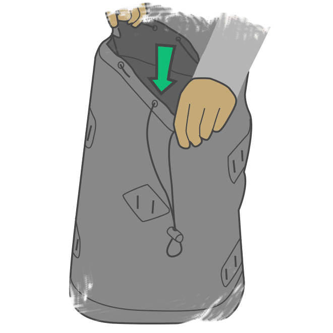 Diagrama que muestra cómo cargar una mochila con peso
