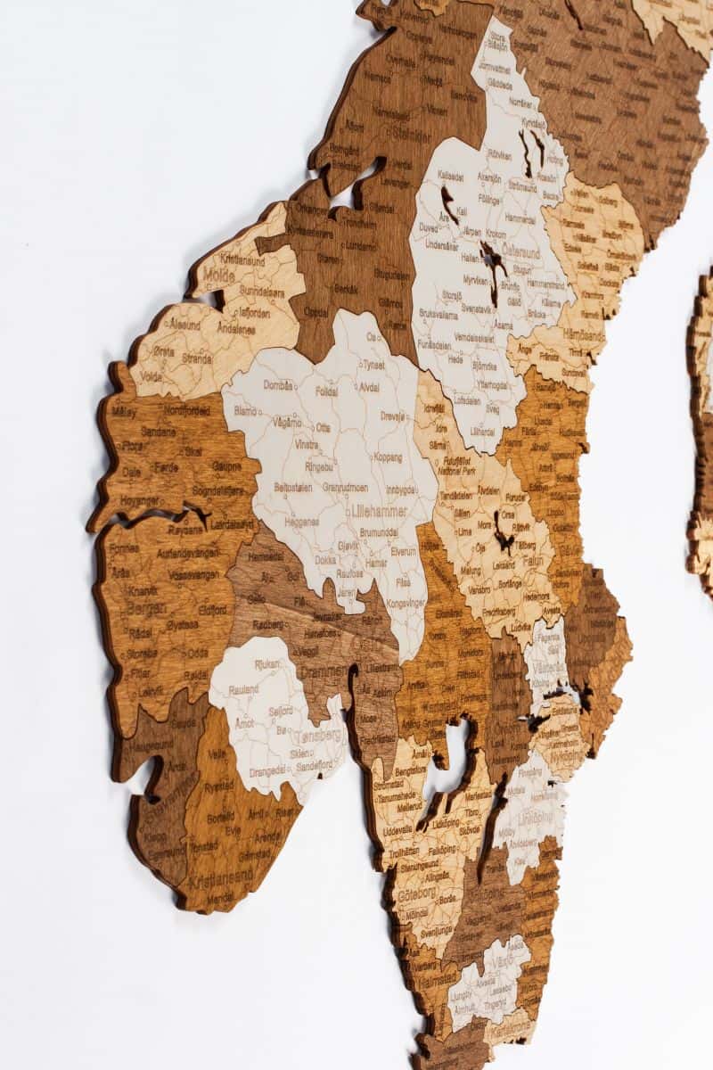 Holzkarte von Skandinavien