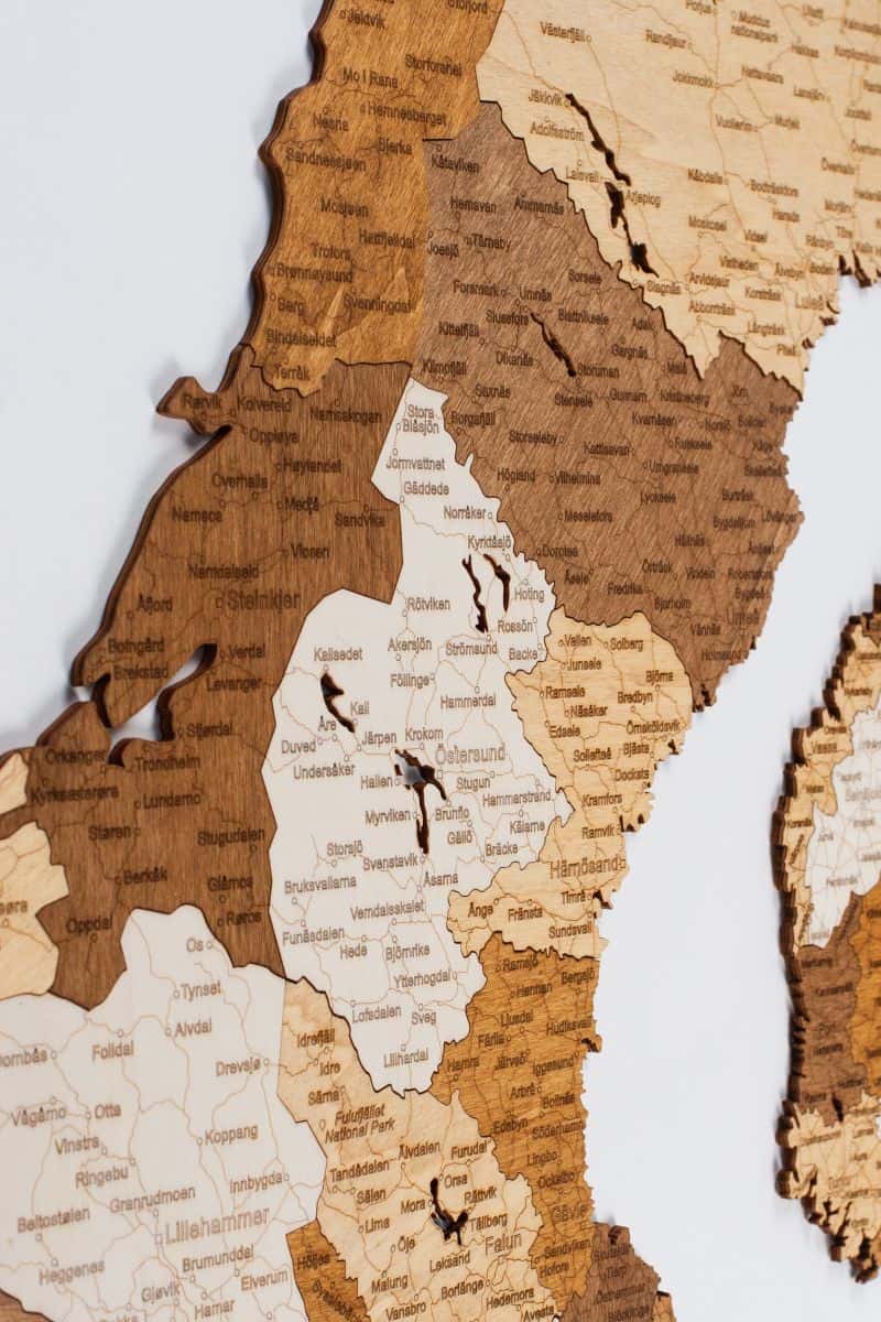 Holzkarte von Skandinavien