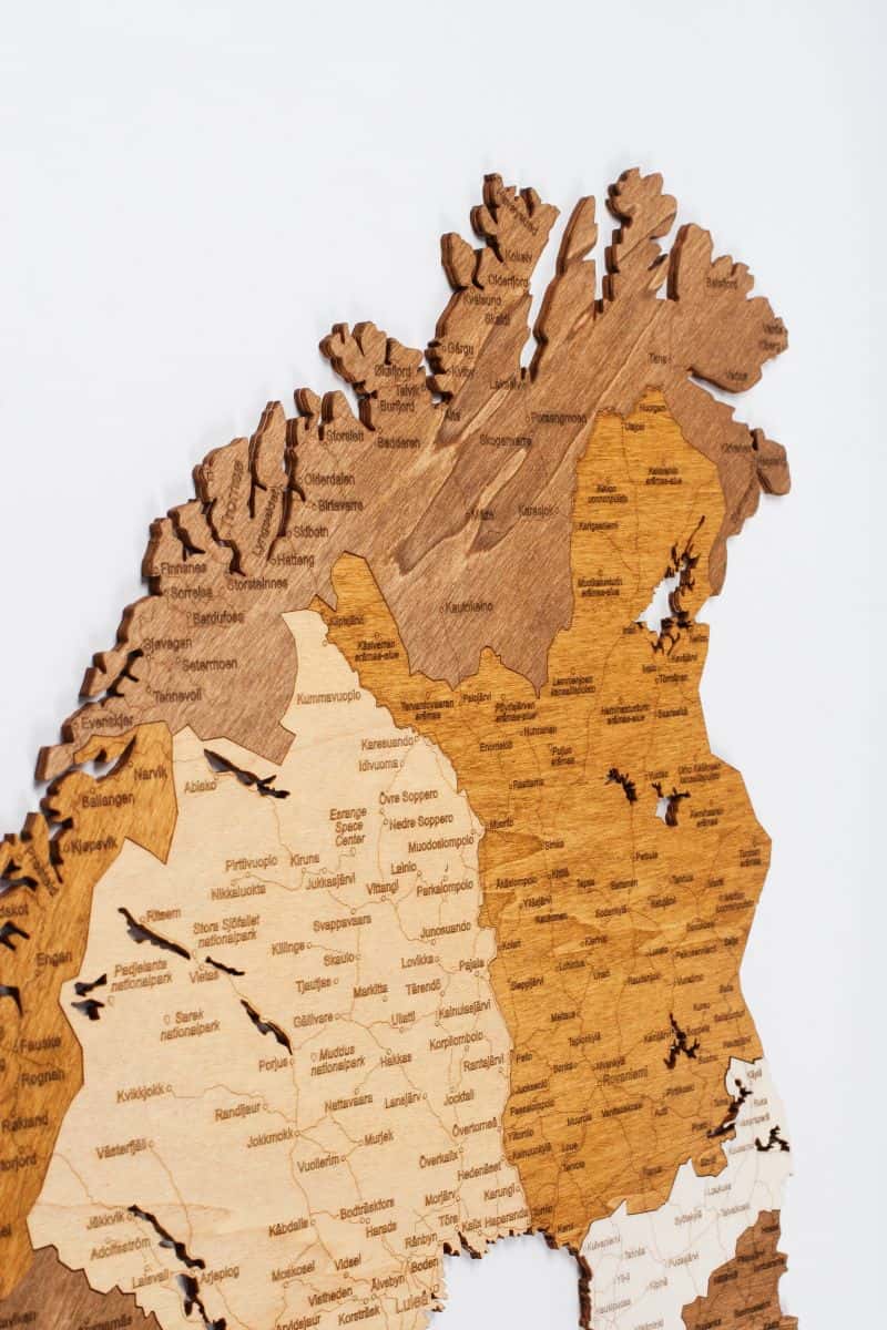 Holzkarte von Skandinavien