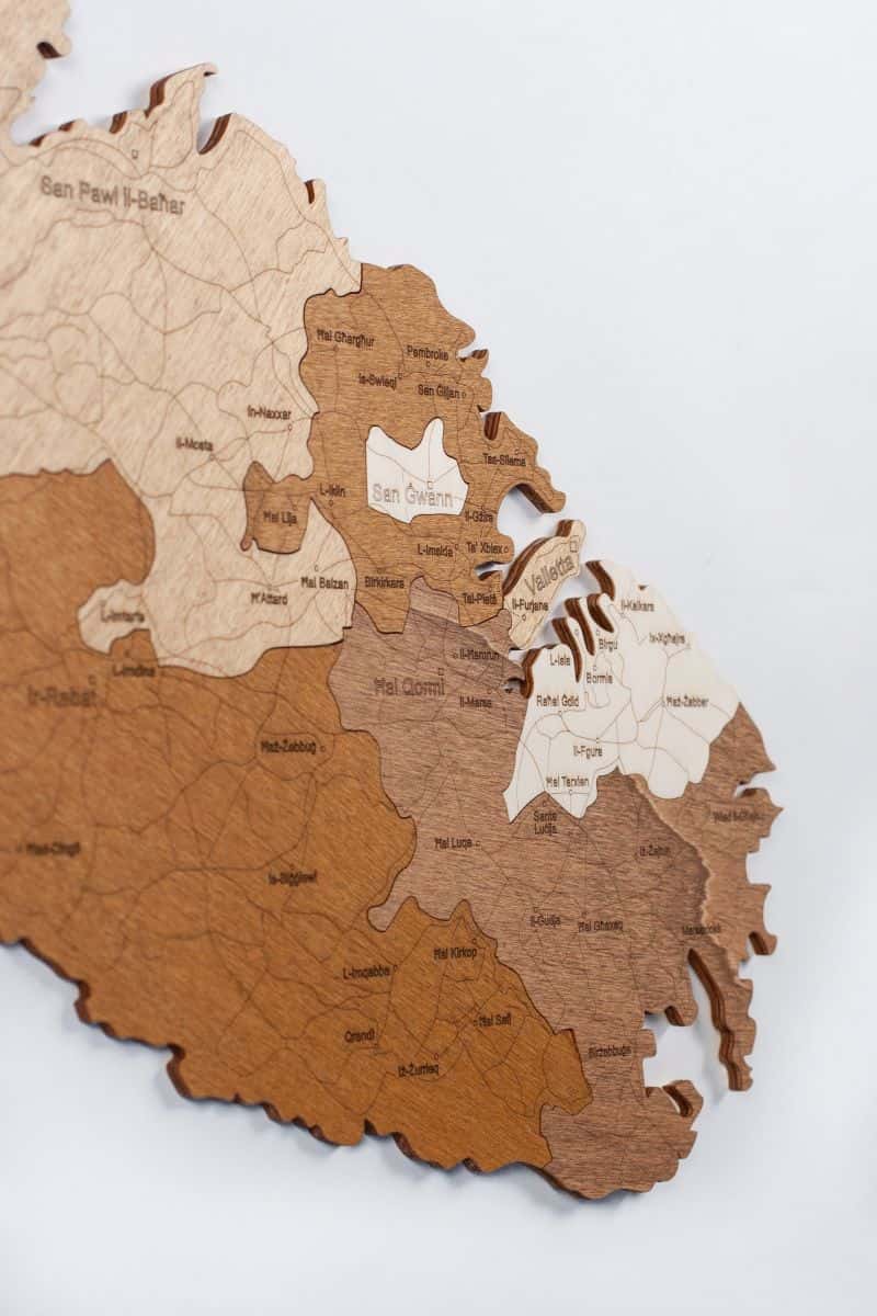 Holzkarte von Malta