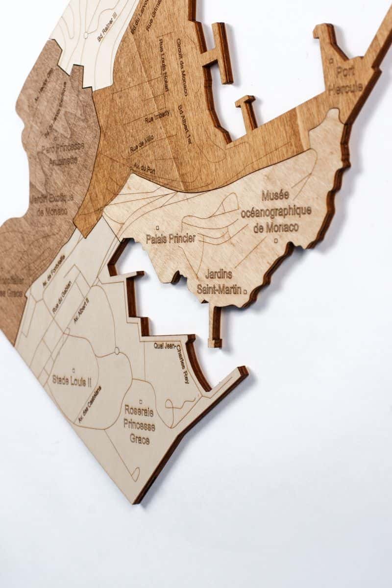 Holzkarte von Monaco