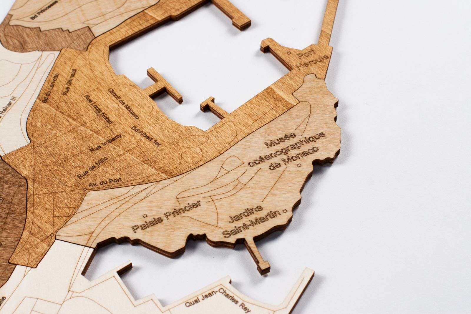 Holzkarte von Monaco