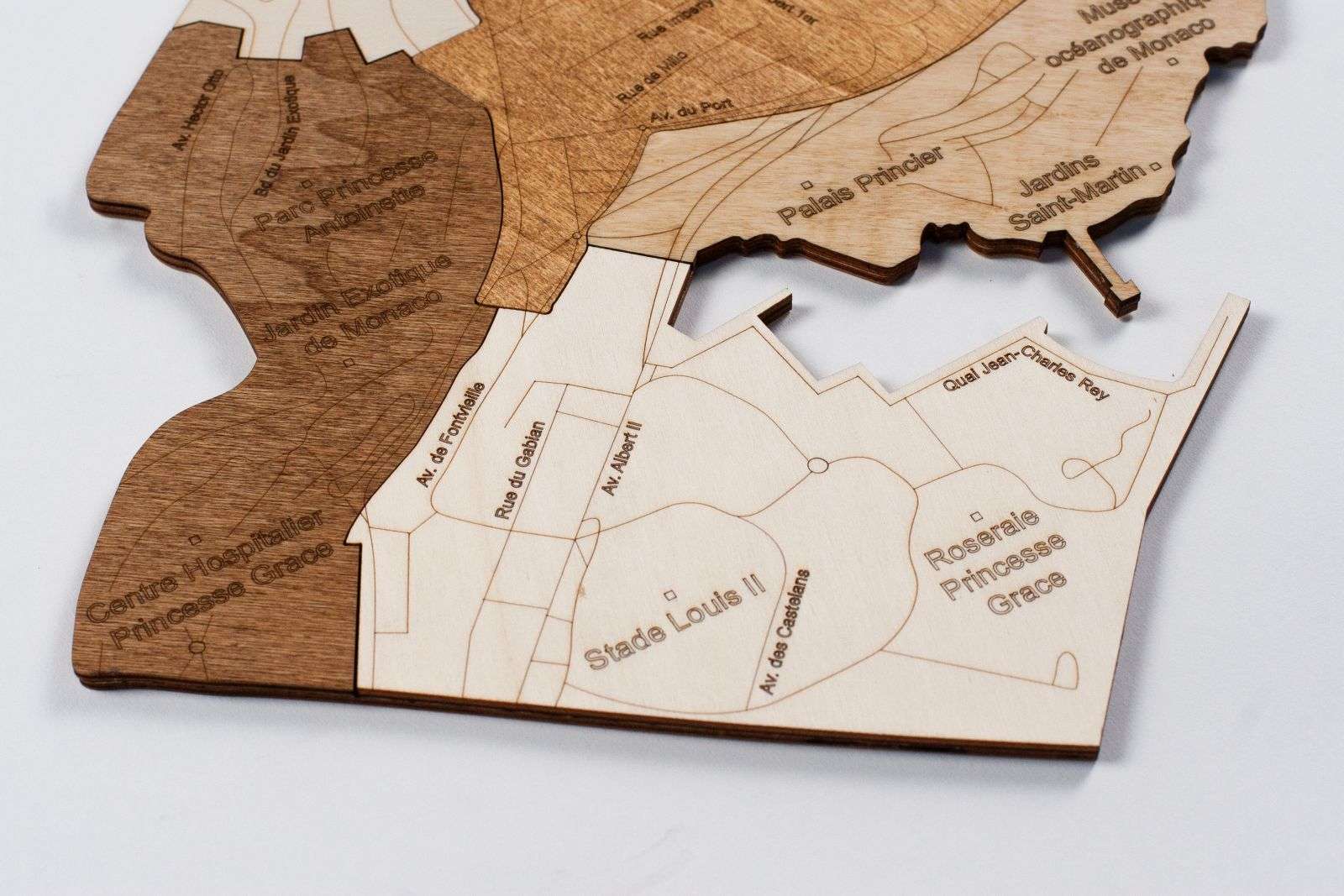 Holzkarte von Monaco