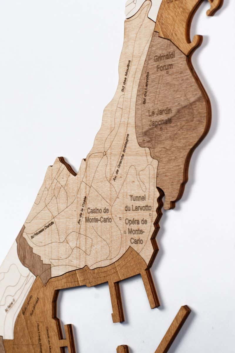 Holzkarte von Monaco