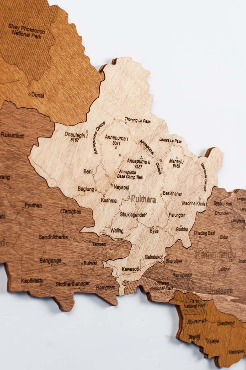 Holzkarte von Nepal