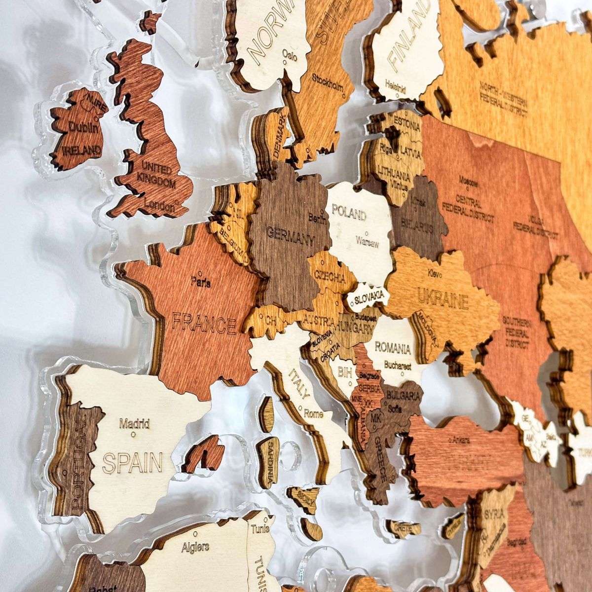 Acrylbasis für Weltkarte aus Holz