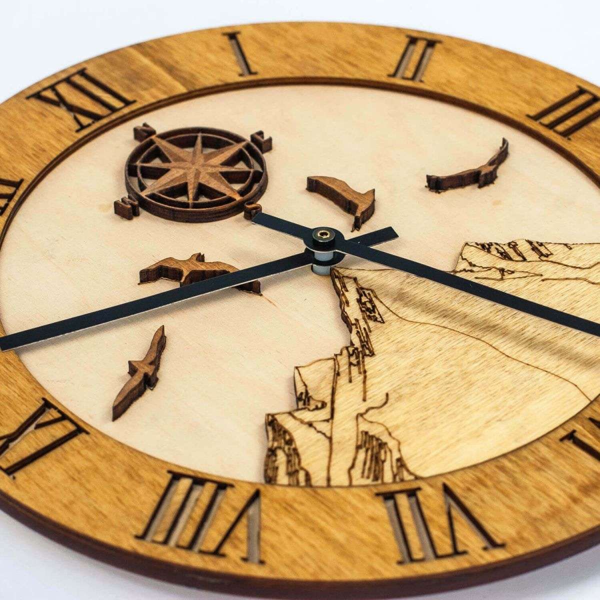 Wooden Mountains wall clock