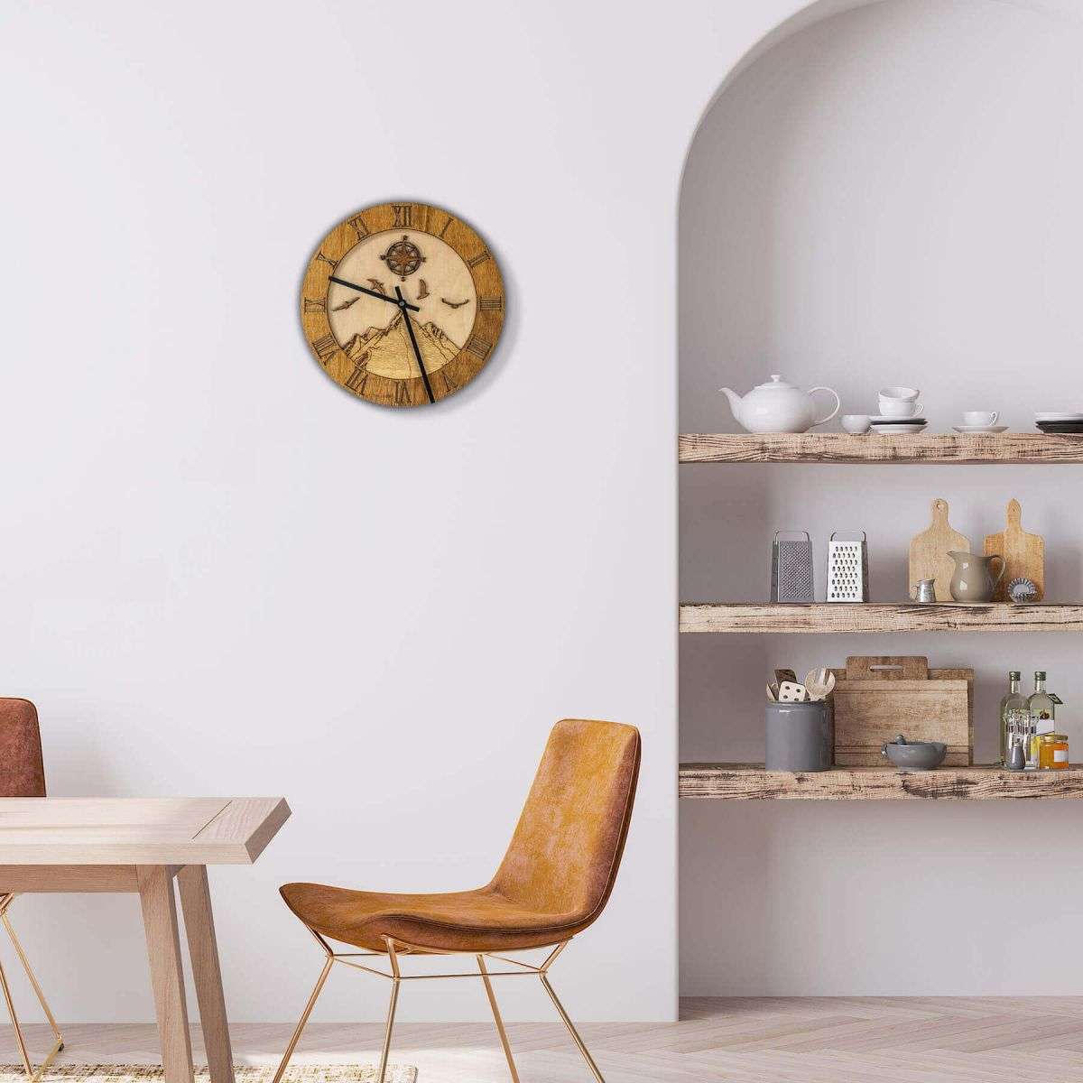 Wooden Mountains wall clock