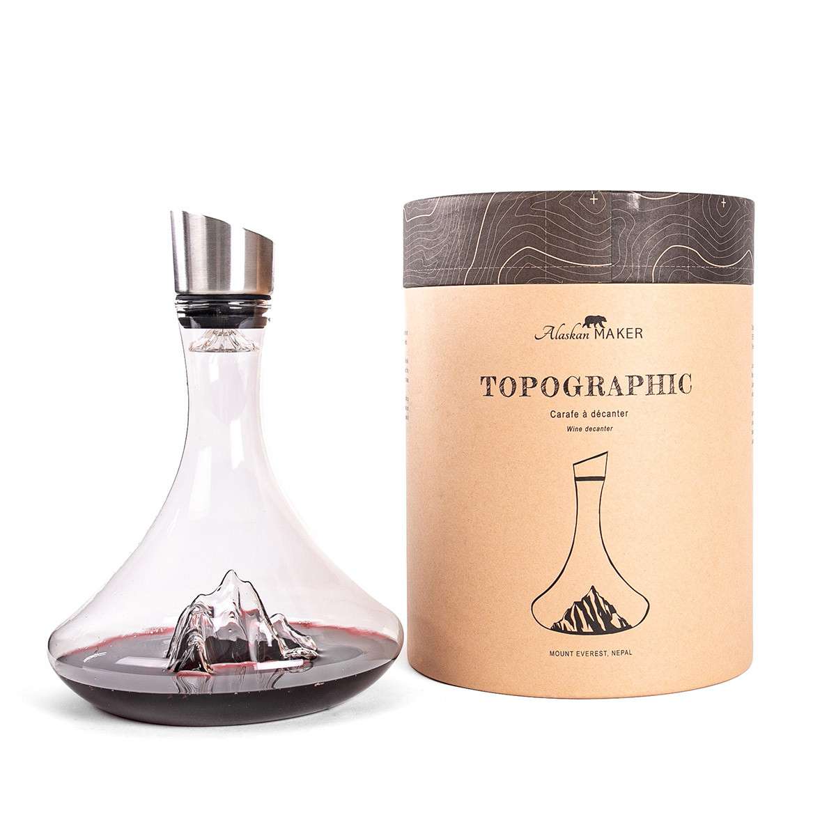 Alaskan Maker Carafe à vin topographique