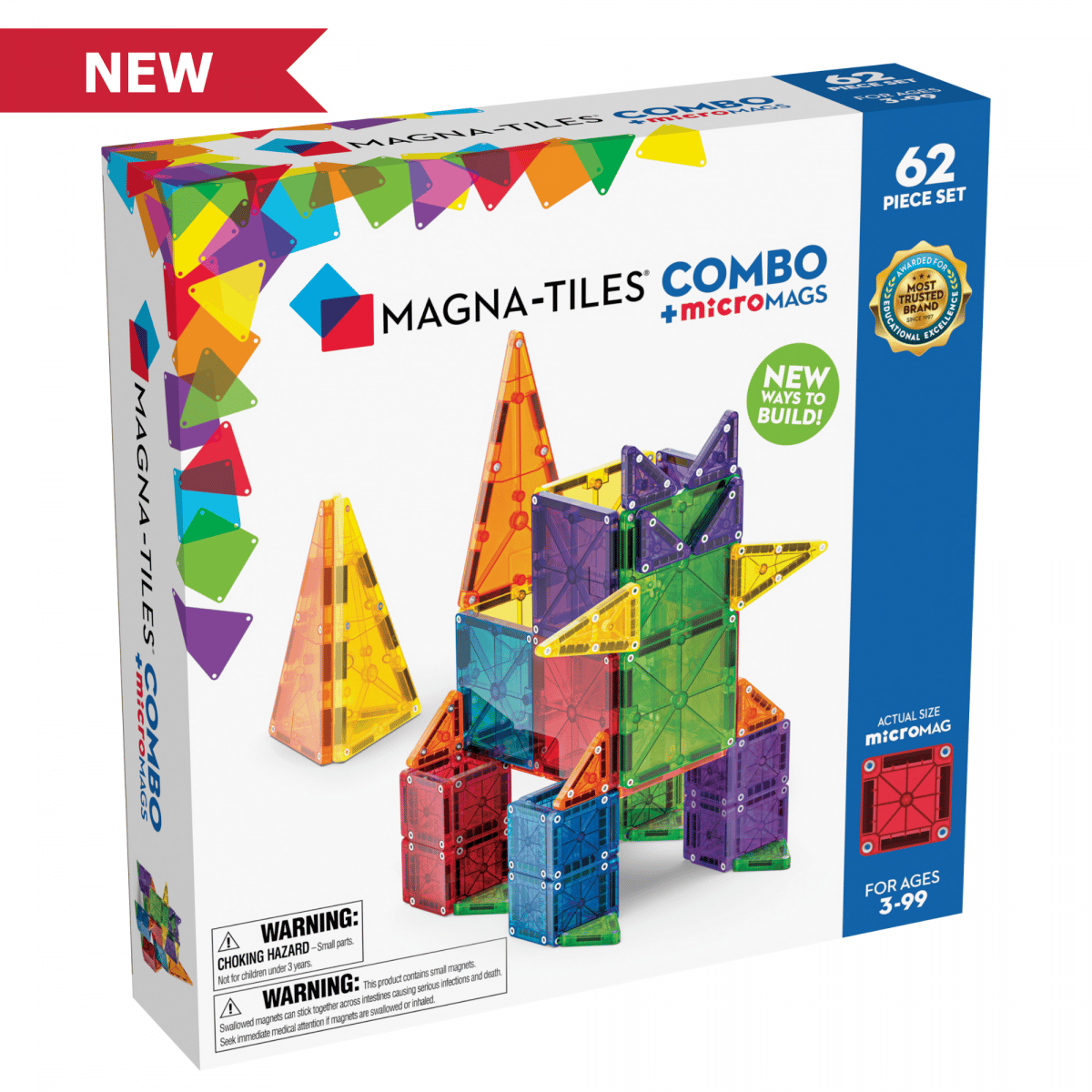 Magna-Tiles Combo 62 dielov magnetická stavebnica