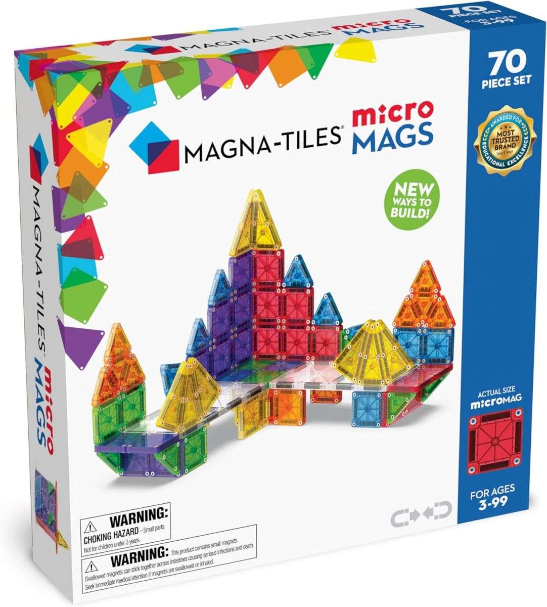 Magna-Tiles microMAGS 70-dielna magnetická stavebnica Deluxe