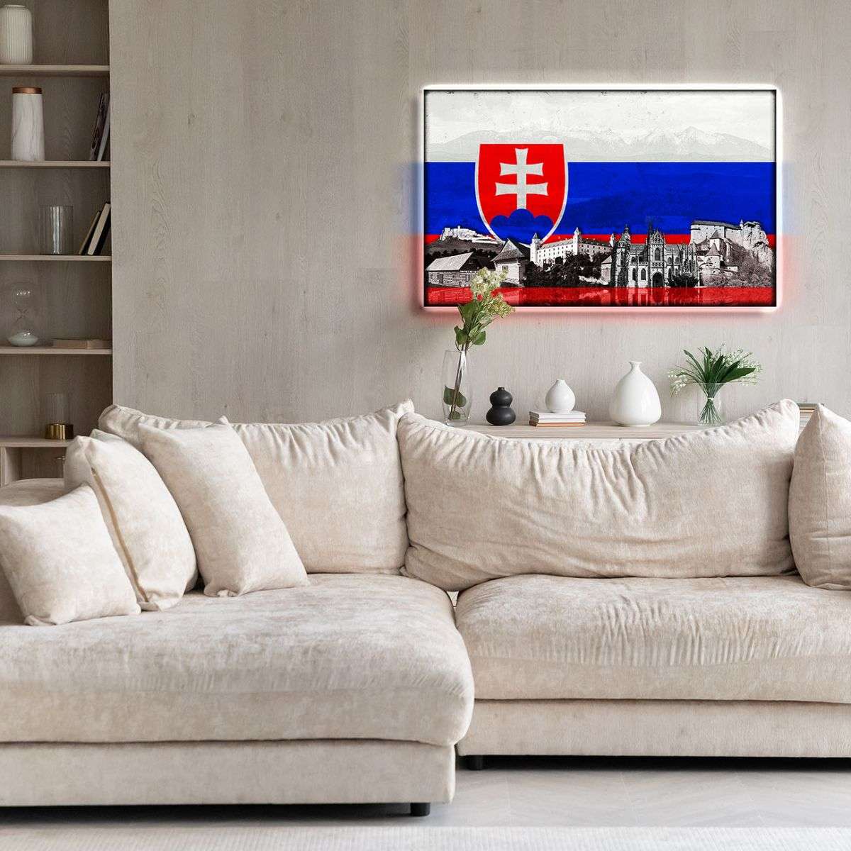 Szlovákia fali kép háttérvilágítással - zászló és műemlékek