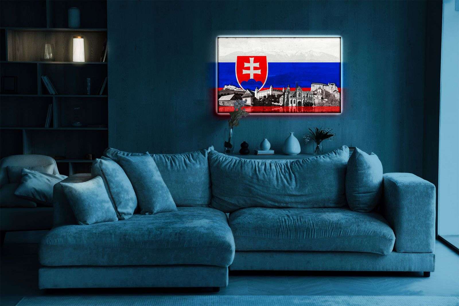 Szlovákia fali kép háttérvilágítással - zászló és műemlékek