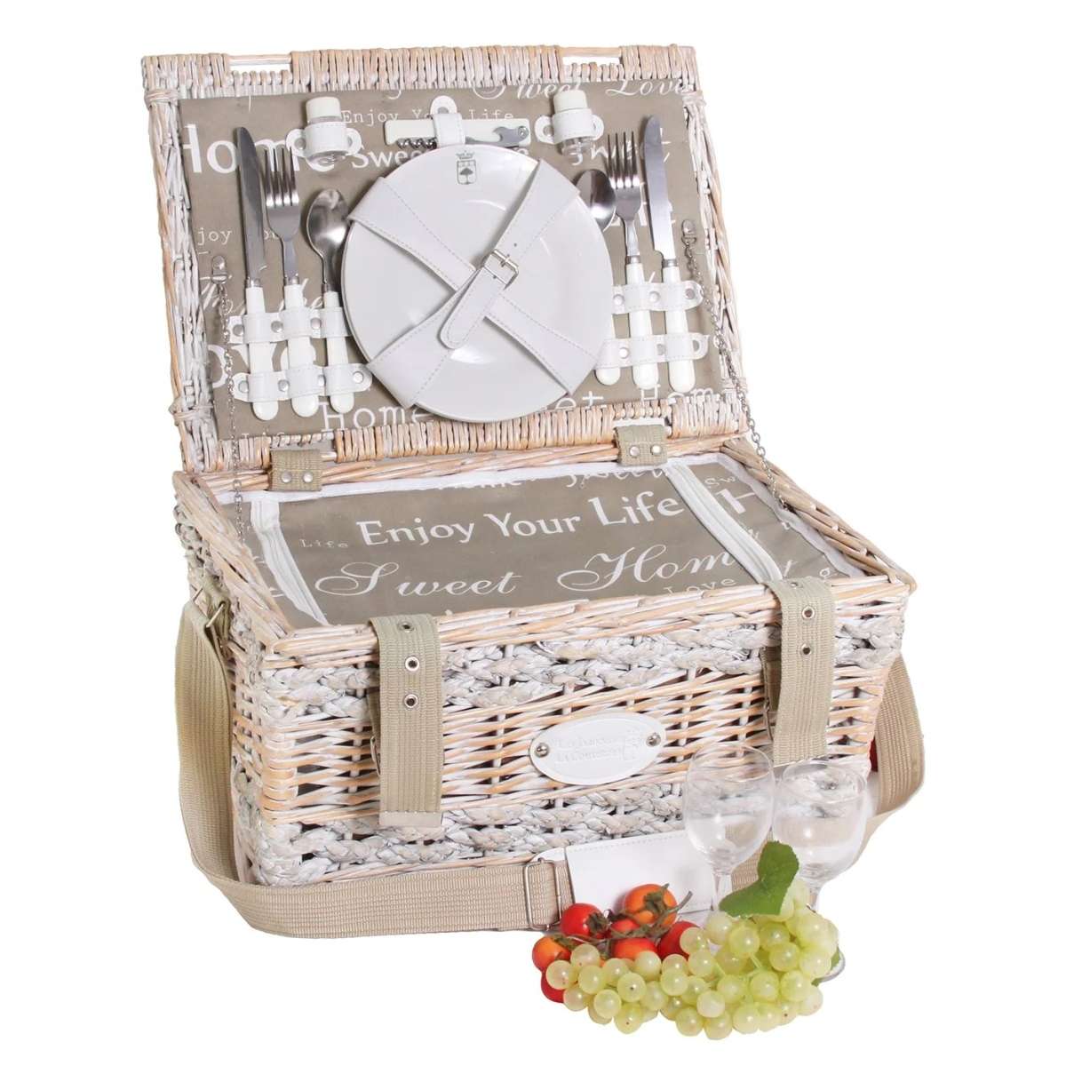 Les Jardins de la Comtesse cesta de picnic Love beige para 2 personas