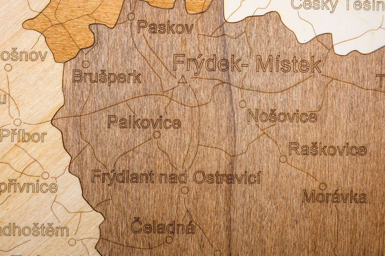 モラヴィアの木製地図