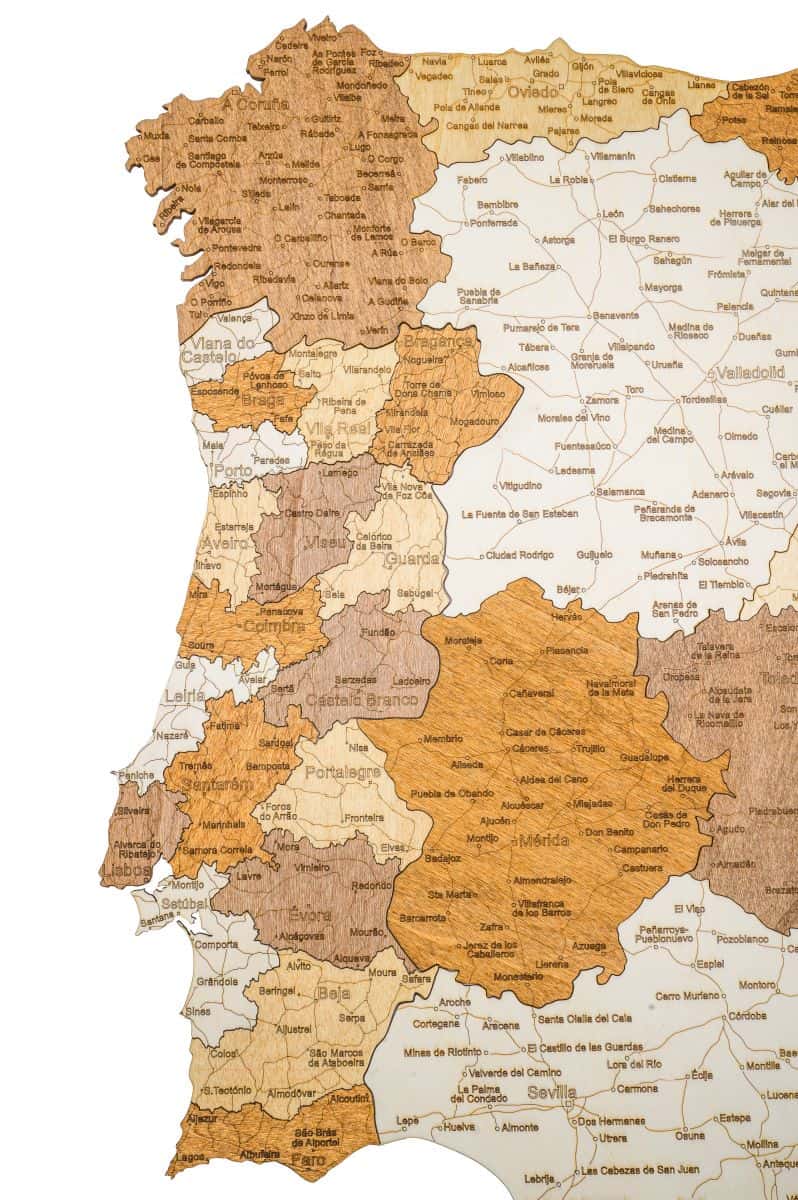 Hölzerne Karte der Iberischen Halbinsel