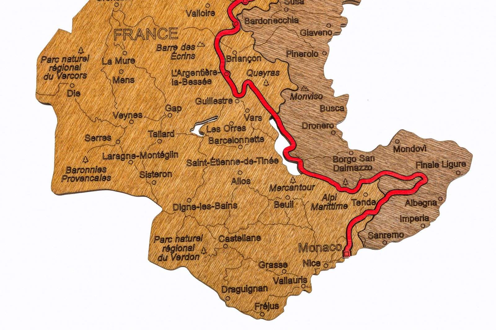 Hölzerne Karte der Via Alpina