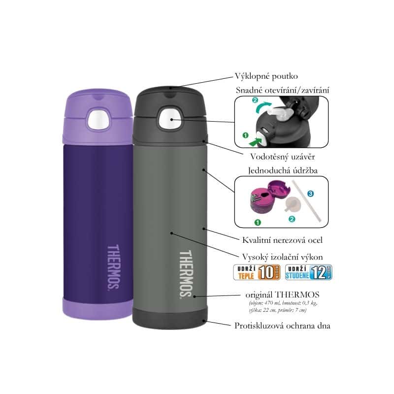 Θερμός για μωρά THERMOS με καλαμάκι 470 ml