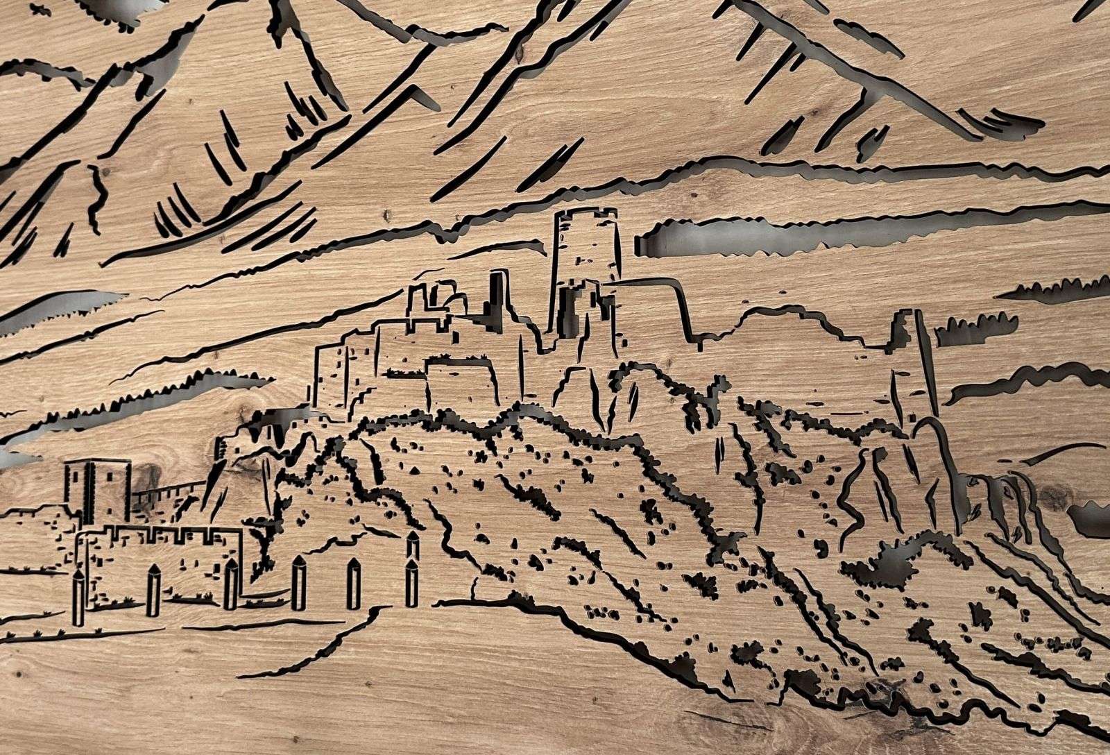 Schloss mit den Tatra - beleuchtete Wandkunst