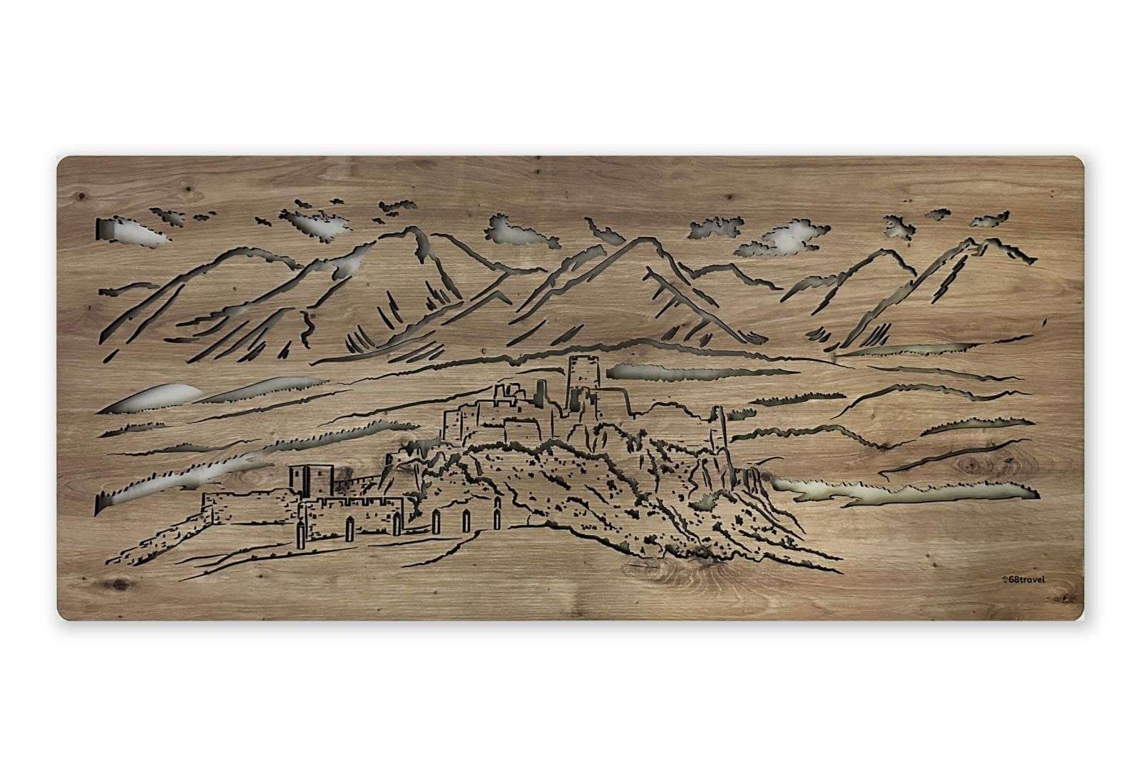Schloss mit den Tatra - beleuchtete Wandkunst