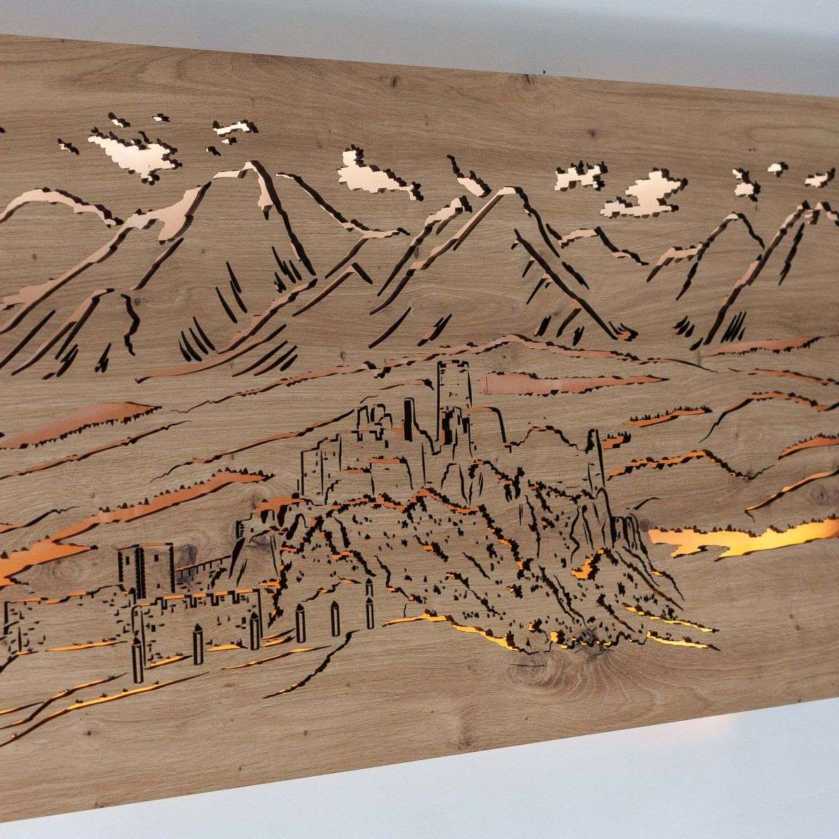 Schloss mit den Tatra - beleuchtete Wandkunst