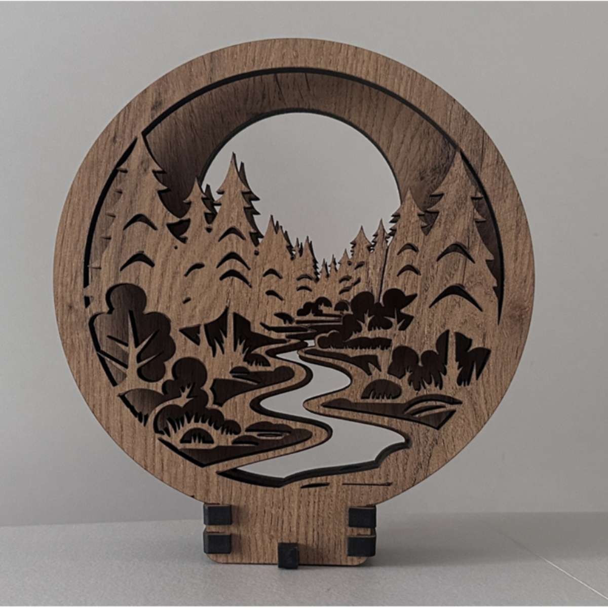 Houten ledlamp „In het bos“ 20×22 cm