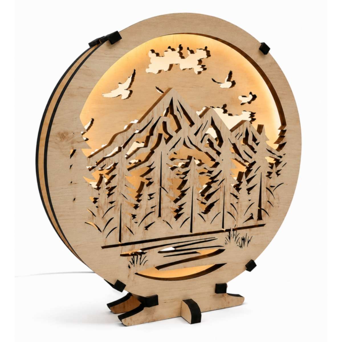 Houten LED-lamp „Bosh bergen“ 20×22 cm