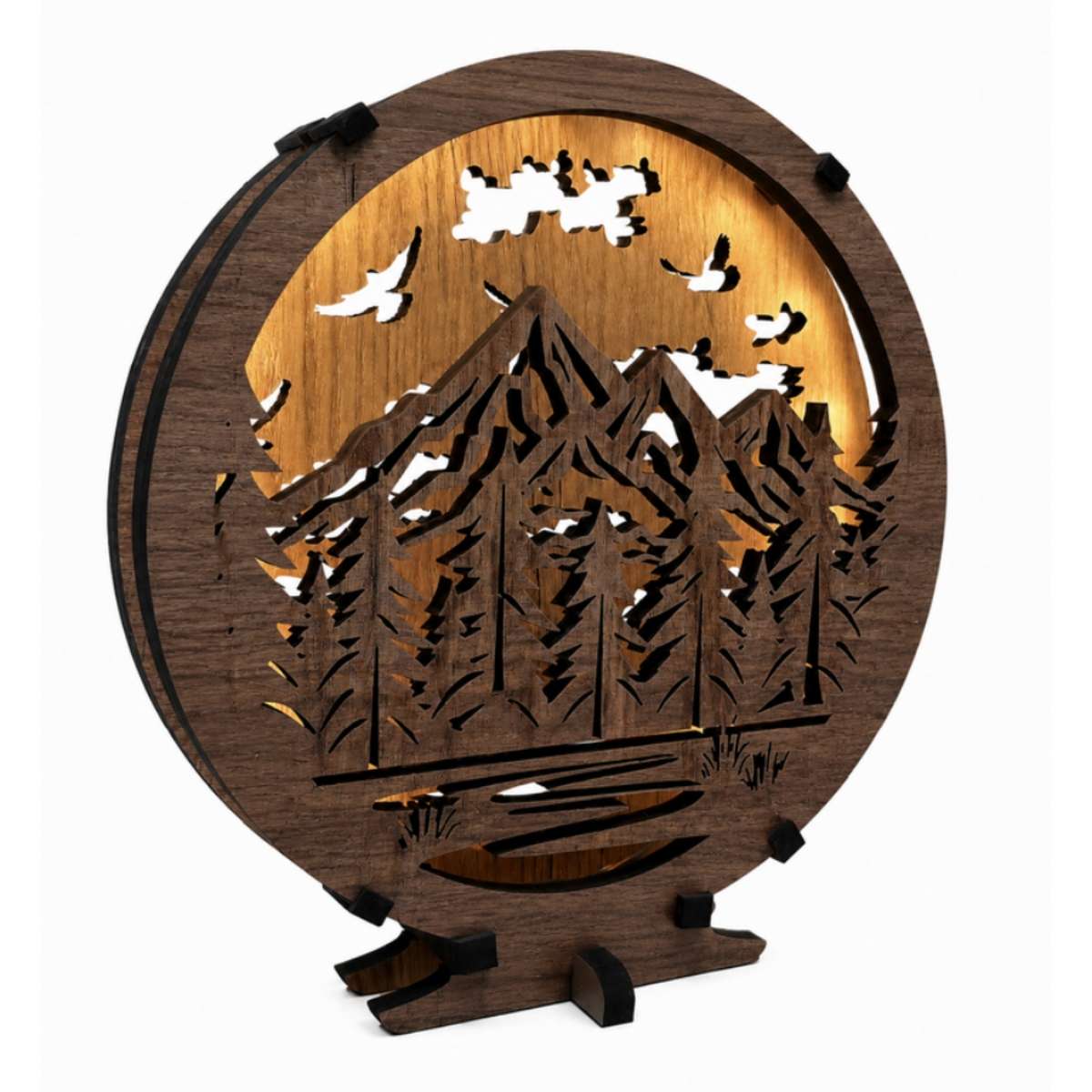 Houten LED-lamp „Bosh bergen“ 20×22 cm