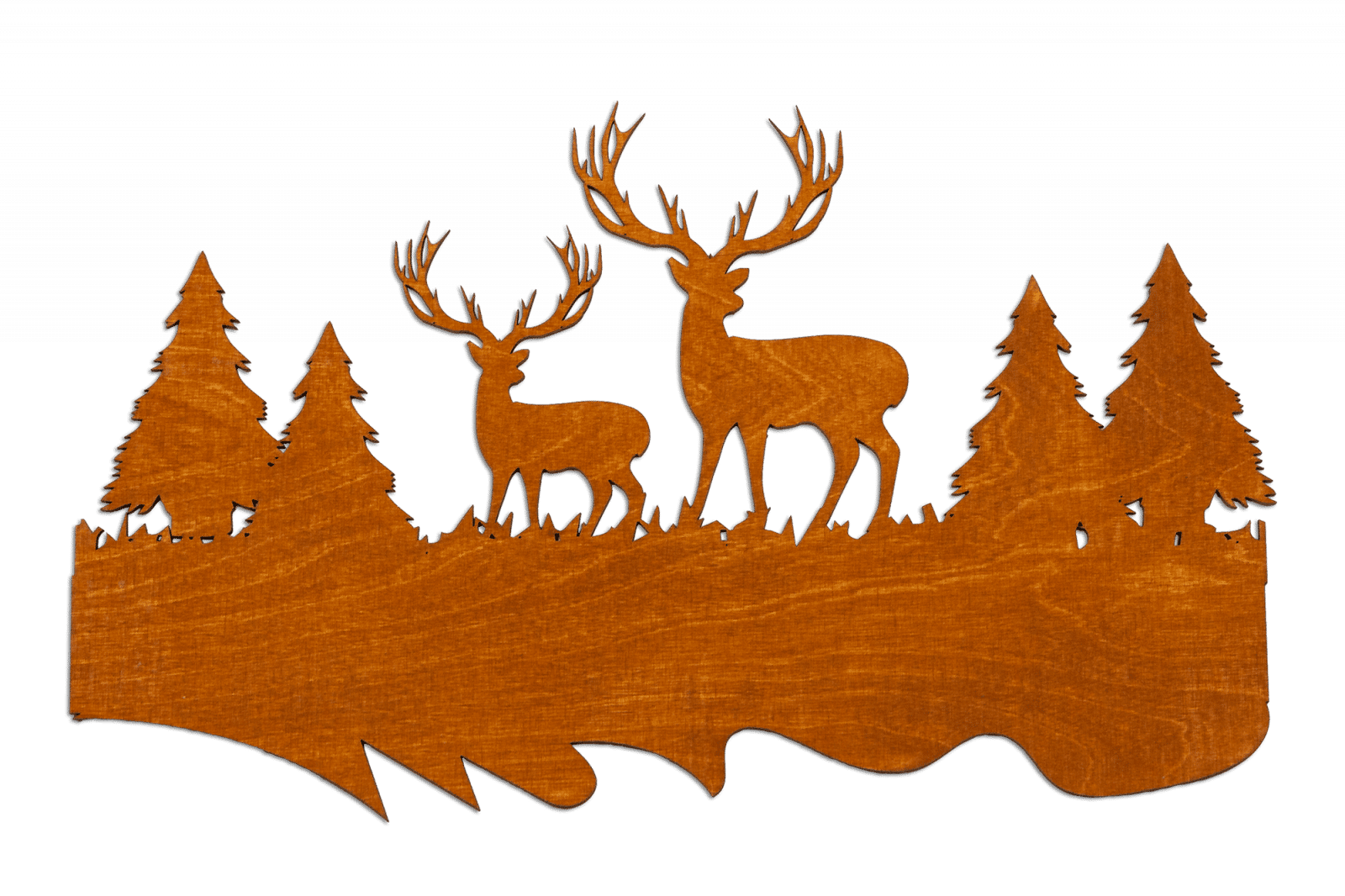 2 cervi con decorazione in legno